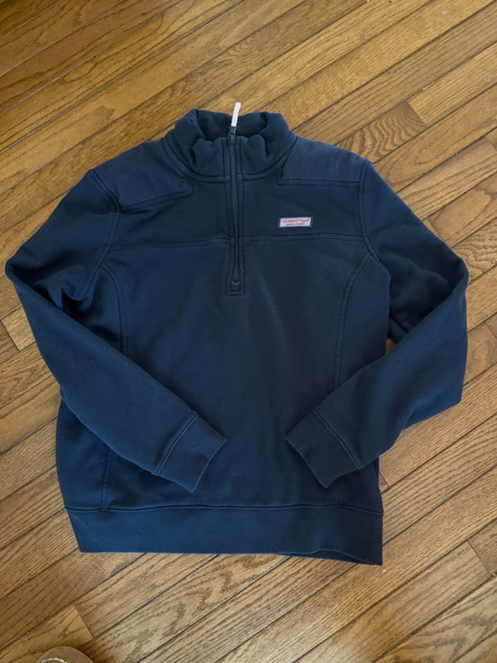 Women’s Navy Large Quarter-Zip Vineyard Vines Pullover Cotton Sweatshirt